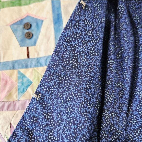 Vintage Hand Made Quilted Kitsch Floral Bird Watcher Birdhouse Vest Waistcoat L - Picture 7 of 9